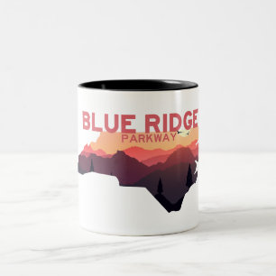 Caneca De Café Em Dois Tons Mapa de Blue Ridge Parkway North Carolina