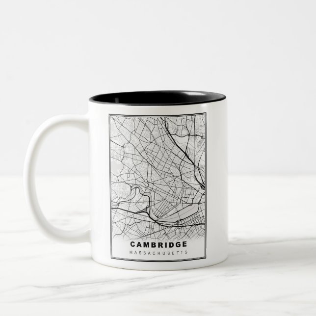 Caneca De Café Em Dois Tons Mapa de Cambridge (Esquerda)