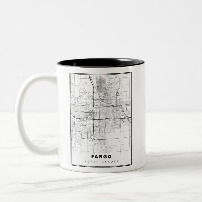 Caneca De Café Em Dois Tons Mapa de Fargo (Esquerda)