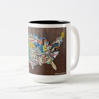 Caneca De Café Em Dois Tons Mapa de Licença de 15 oz, com dois tons