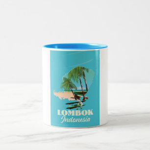Caneca De Café Em Dois Tons Mapa de Lombok na Indonésia