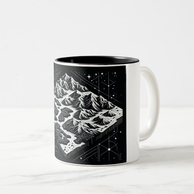 Caneca De Café Em Dois Tons Mapa de Montanha Mágica (Frente Esquerda)