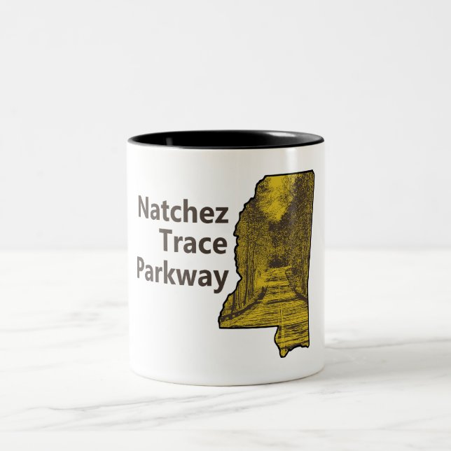 Caneca De Café Em Dois Tons Mapa de Natchez Trace Parkway Mississippi (Centro)