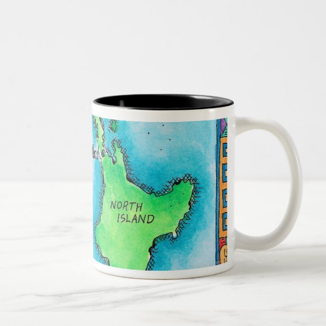 Caneca De Café Em Dois Tons Mapa de Nova Zelândia (Direita)