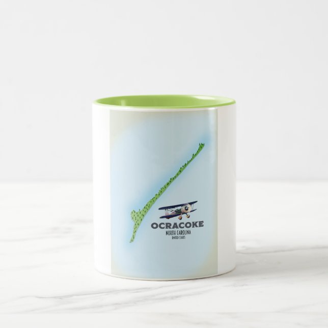 Caneca De Café Em Dois Tons Mapa de Ocracoke Carolina do Norte EUA (Centro)