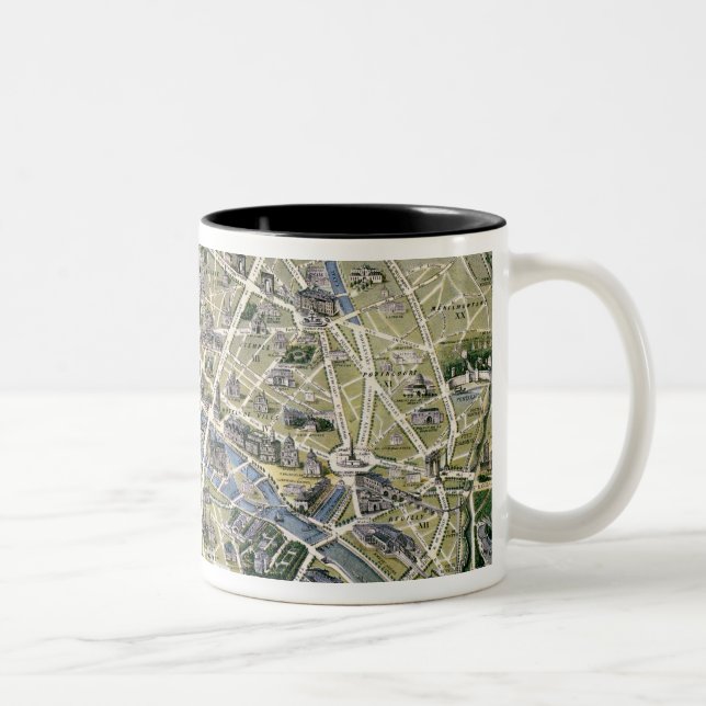 Caneca De Café Em Dois Tons Mapa de Paris durante 'os Grands Travaux (Direita)