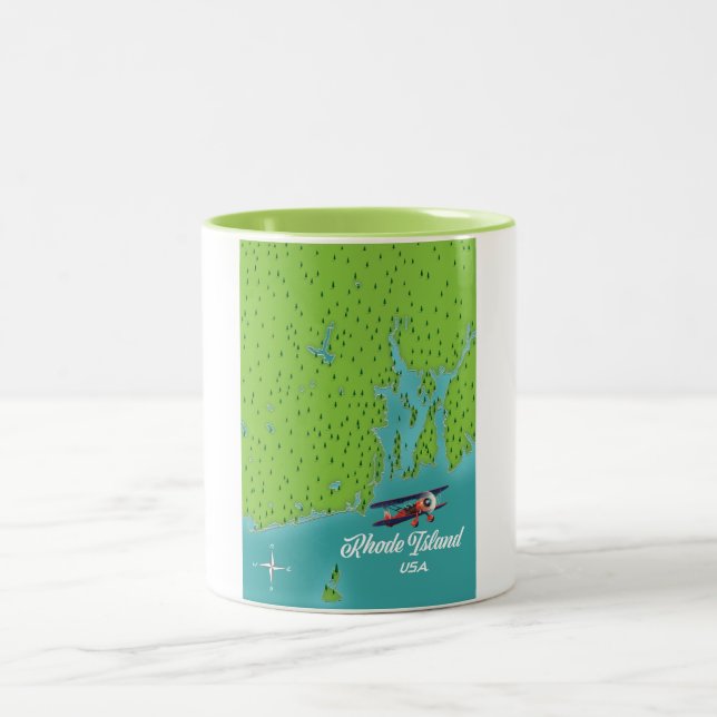 Caneca De Café Em Dois Tons Mapa de Rhode Island EUA (Centro)