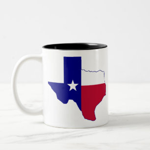 Caneca De Café Em Dois Tons Mapa de Sinalizador do Texas