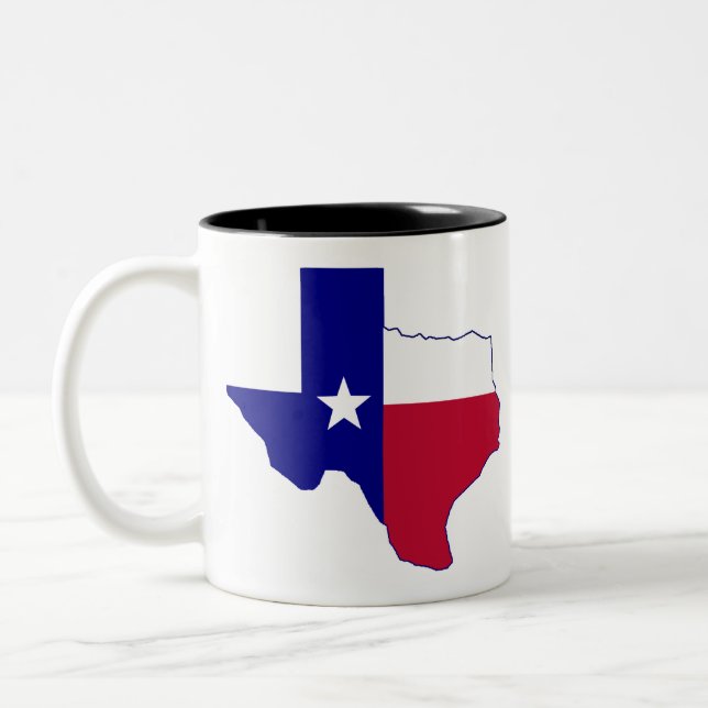 Caneca De Café Em Dois Tons Mapa de Sinalizador do Texas (Esquerda)