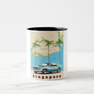 Caneca De Café Em Dois Tons mapa de Singapura