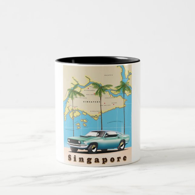 Caneca De Café Em Dois Tons mapa de Singapura (Centro)