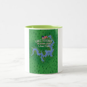 Caneca De Café Em Dois Tons Mapa de Texoma EUA do lago