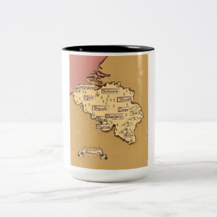 Caneca De Café Em Dois Tons Mapa de viagem antigo da Bélgica