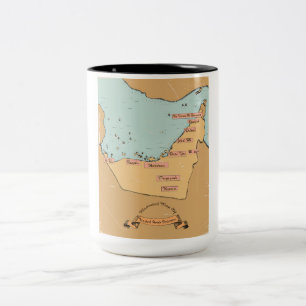Caneca De Café Em Dois Tons Mapa de viagem antigo do Bahrein