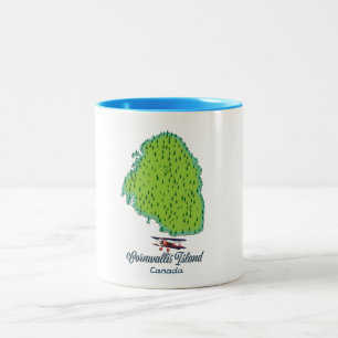 Caneca De Café Em Dois Tons Mapa de viagem da Ilha Cornwallis, Canadá