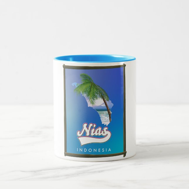 Caneca De Café Em Dois Tons mapa de viagem da Ilha Sumba Indonésia (Centro)