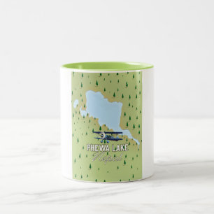 Caneca De Café Em Dois Tons Mapa de viagem do Lago Phewa Nepal