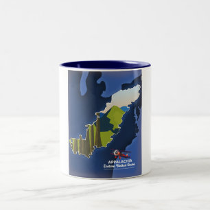Caneca De Café Em Dois Tons Mapa de viagem dos Estados Unidos Oriental da Appa