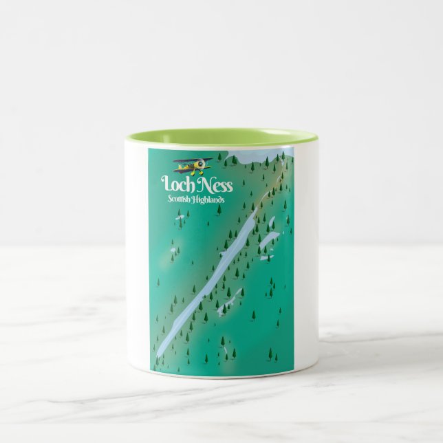 Caneca De Café Em Dois Tons Mapa de viagem Loch Ness Terras Altas Escocesas (Centro)