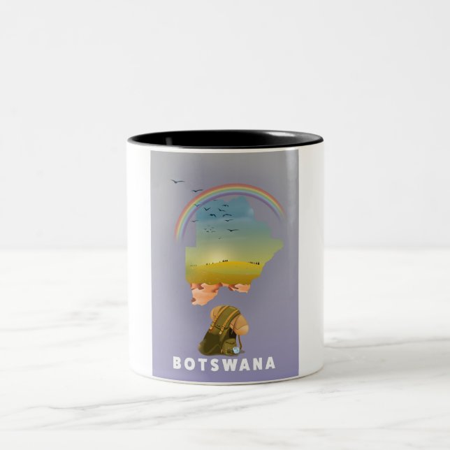 Caneca De Café Em Dois Tons Mapa do Botsuana (Centro)