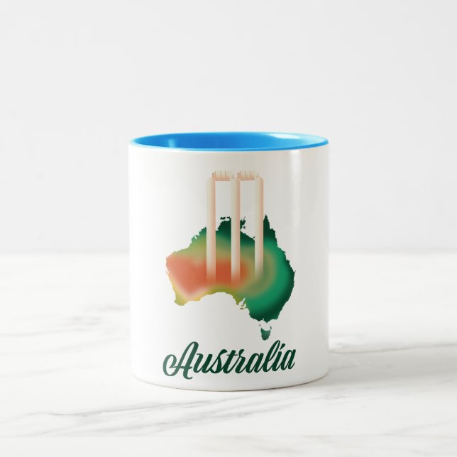 Caneca De Café Em Dois Tons Mapa do críquete da Austrália. (Centro)