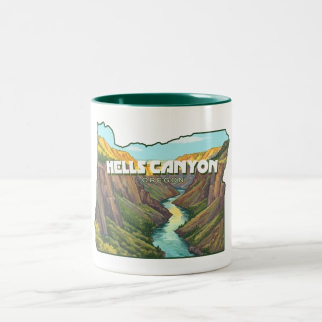 Caneca De Café Em Dois Tons Mapa do Hells Canyon Oregon (Centro)