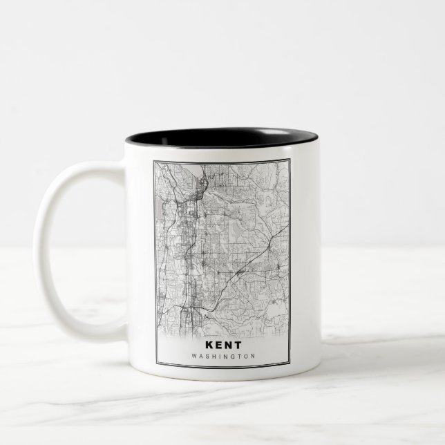 Caneca De Café Em Dois Tons Mapa do Kent (Esquerda)