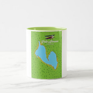 Caneca De Café Em Dois Tons Mapa do Lago Almanor California USA
