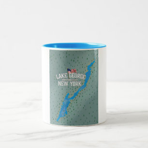 Caneca De Café Em Dois Tons Mapa do Lago George New York