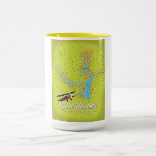 Caneca De Café Em Dois Tons mapa do lago Hartwell Georgia e da Carolina do Sul