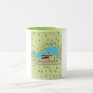 Caneca De Café Em Dois Tons Mapa do Lago Kawaguchi Fujikawaguchiko & Minobu Ja