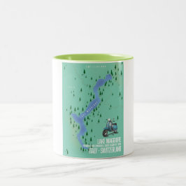 Caneca De Café Em Dois Tons Mapa do Lago Maggiore Itália - Suíça