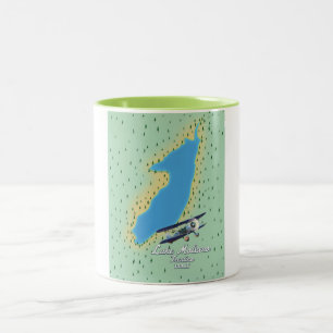 Caneca De Café Em Dois Tons Mapa do lago Molveno Itália