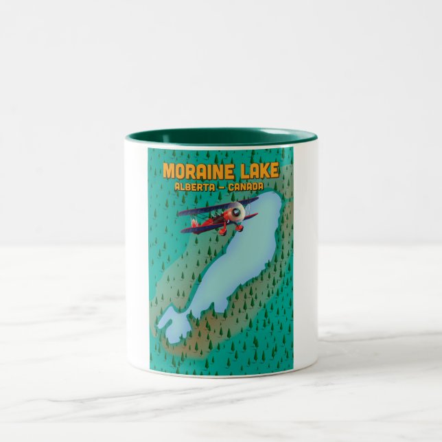 Caneca De Café Em Dois Tons Mapa do lago Moraine Alberta Canadá (Centro)
