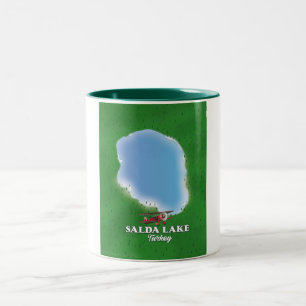 Caneca De Café Em Dois Tons Mapa do Lago Salda Turquia