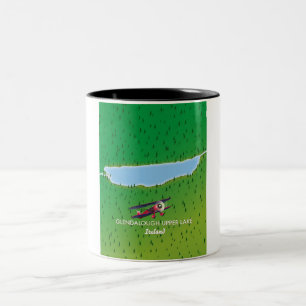 Caneca De Café Em Dois Tons Mapa do Lago Superior de Glendalough Irlanda