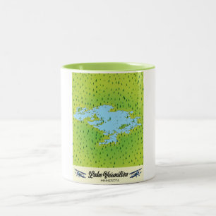 Caneca De Café Em Dois Tons Mapa do Lago Vermilion Minnesota