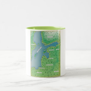 Caneca De Café Em Dois Tons Mapa do mar Báltico