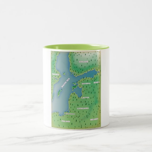 Caneca De Café Em Dois Tons Mapa do mar Báltico (Centro)