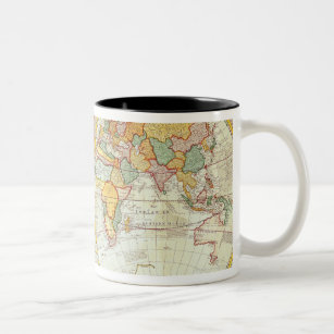 Caneca De Café Em Dois Tons Mapa do mundo dobro do hemisfério