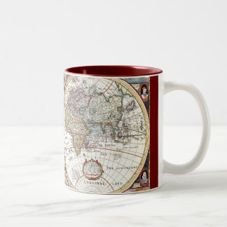 Caneca De Café Em Dois Tons Mapa do mundo duplo do século XVII do hemisfério
