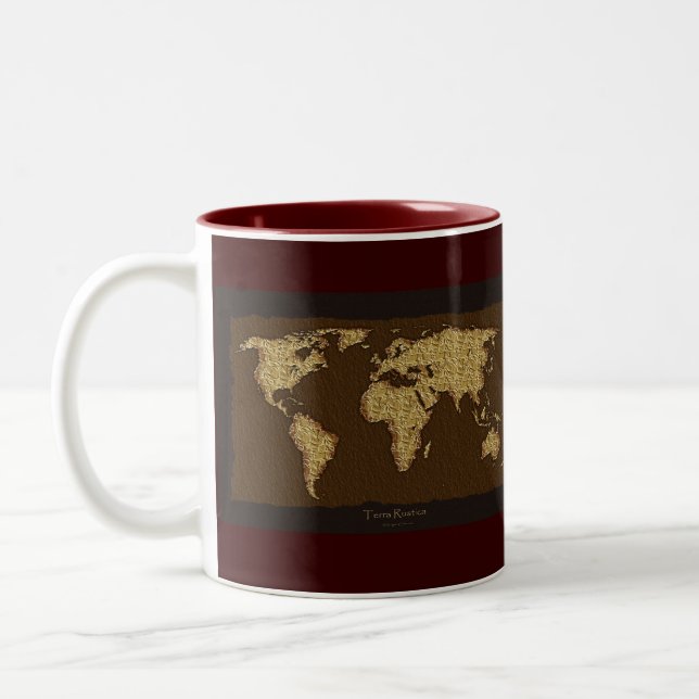 Caneca De Café Em Dois Tons Mapa do Mundo Russo Moderno em excelente um Item d (Esquerda)
