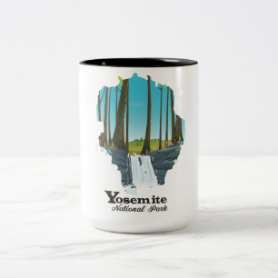 Caneca De Café Em Dois Tons Mapa do Parque Nacional de Yosemite EUA
