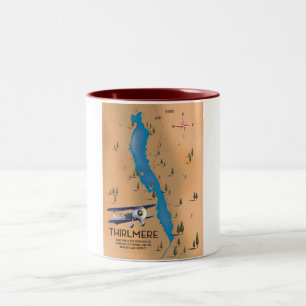 Caneca De Café Em Dois Tons Mapa do Reservatório de Thirlmere Lake District