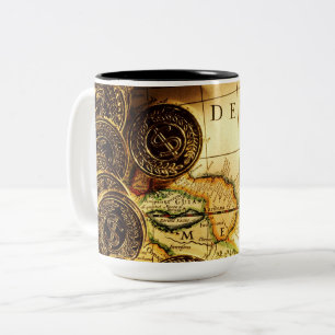 Caneca De Café Em Dois Tons Mapa do Tesouro do Ouro dos Piratas