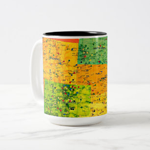Caneca De Café Em Dois Tons Mapa dos Estados Unidos com pinos de pau