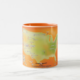 Caneca De Café Em Dois Tons mapa dos parques nacionais dos estados unidos da a