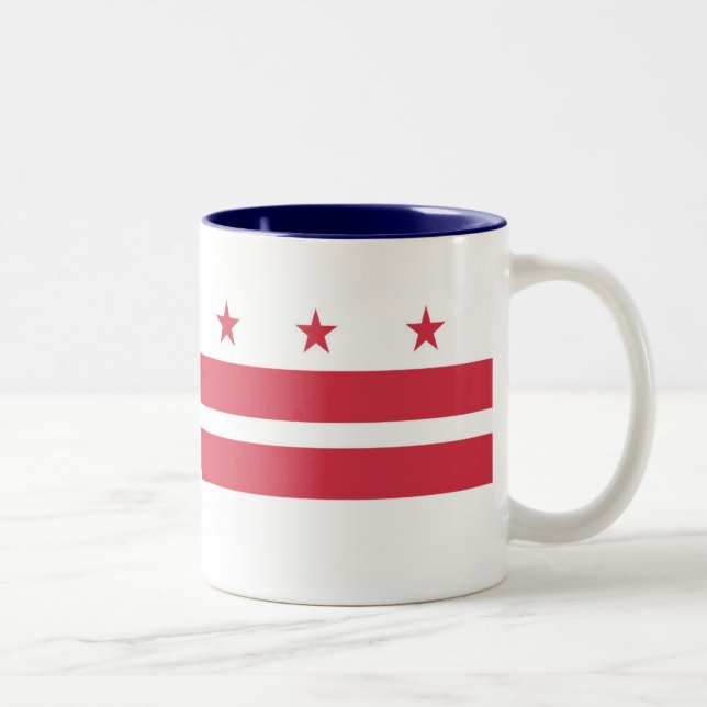 Caneca De Café Em Dois Tons Mapa e bandeira do Washington DC (Direita)