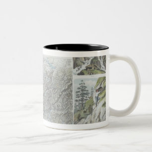 Caneca De Café Em Dois Tons Mapa e vinhetas de cumes suíços