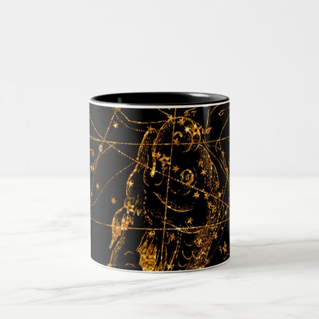 Caneca De Café Em Dois Tons Mapa Estelar Celestial Peixe Dourado de Peixes (Centro)